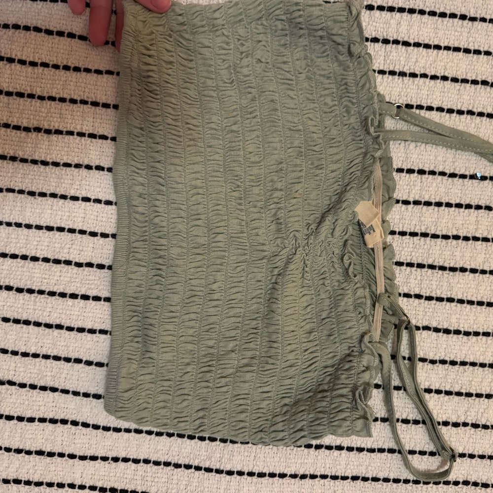 Sky and Sparrow Sage Green Textured Mini Skirt